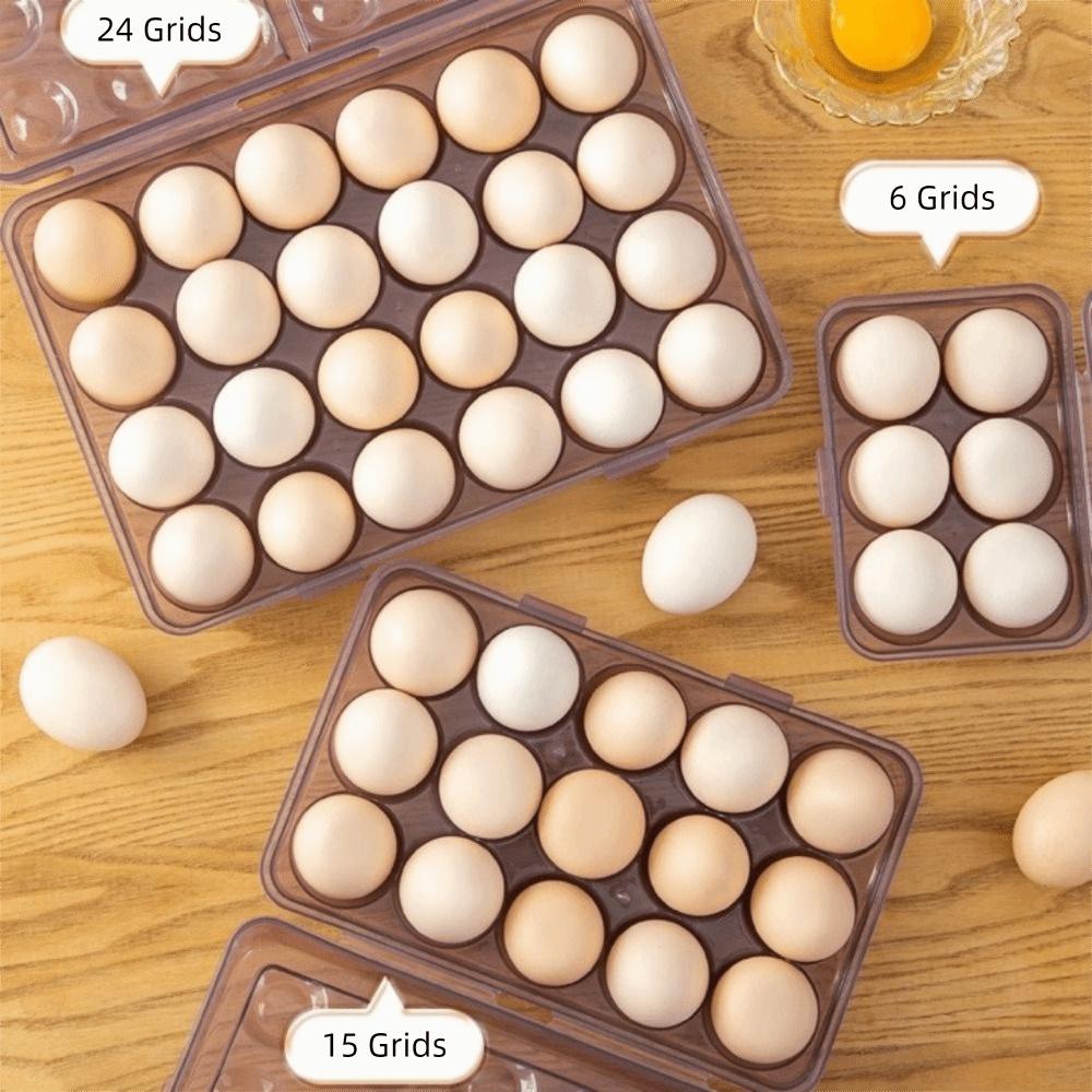 Plastic Egg Storage Box 6/15/24 Grids Space Saving Refrigerator Egg Organizer with Lid Anti-collision Egg Protector for Kitchen