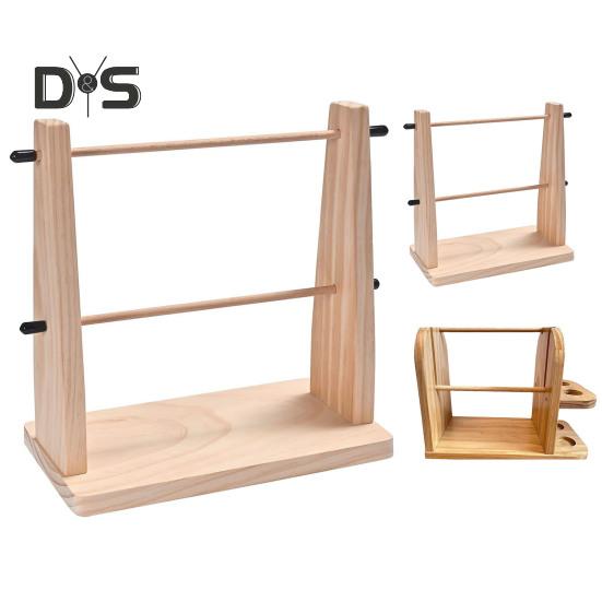 Деревянный держатель пряжи, горизонтальный держатель клубков пряжи, двойной вращающийся органайзер для хранения пряжи, распределитель пряжи для принадлежностей для вязания крючком