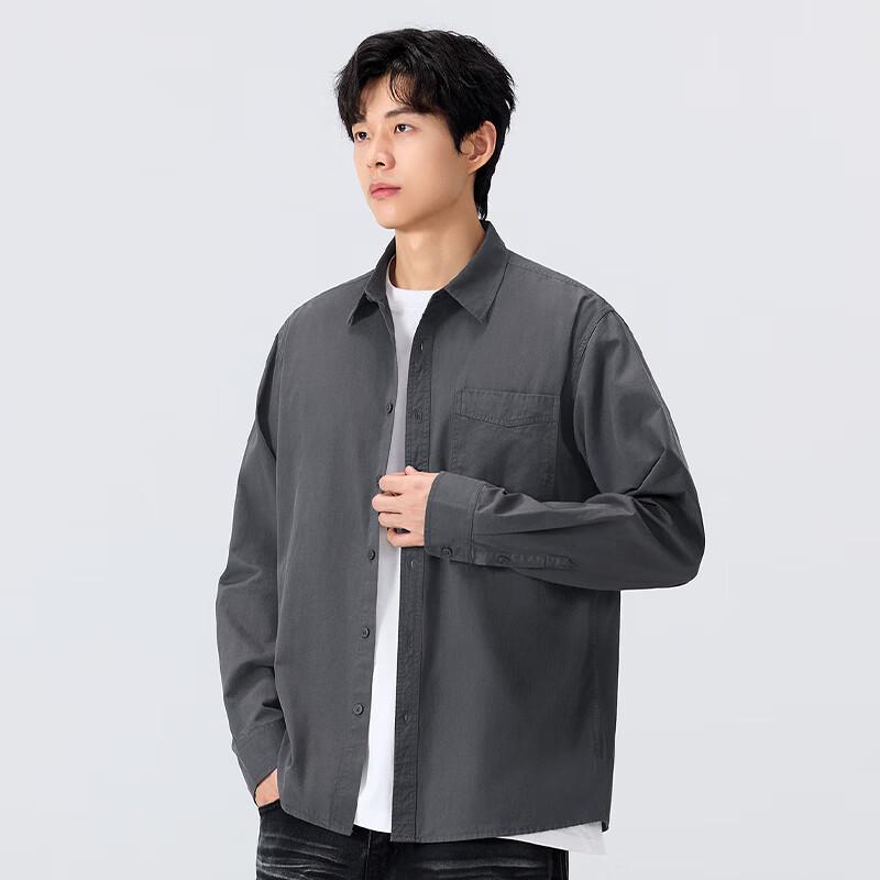 MINISO Мужская рубашка business casual из чистого хлопка с длинным рукавом