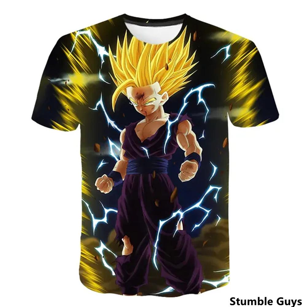 Детская мультяшная аниме-расцветка Dragon Ball принт 3D Укун футболка с коротким рукавом топ футболка детская одежда