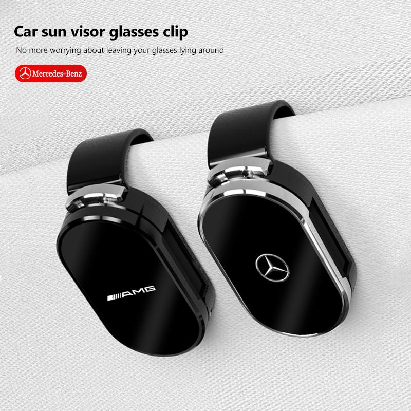 Car Glasses Storage Clip Holder Sun Visor Sunglasses Clamp Hubcap For Mercedes Benz AMG GLE GLC CLA GLK W206 W204 W205 W211 W203 DQRST1
