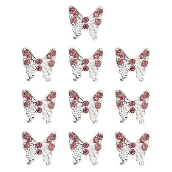 10 шт., подвески для ногтей в виде бабочек, блестящие стразы, инкрустация из искусственного кристалла, 3D подвески, аксессуары для маникюра «сделай сам», ювелирные изделия для дизайна ногтей, украшения для чехла для телефона