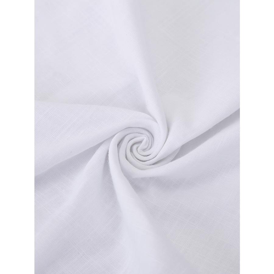 Men Henry Shirt Men's Casual Thin Cotton Linen Shirt White Black Khaki Stand Up Collar Straight Solid Color Long Sleeve Top