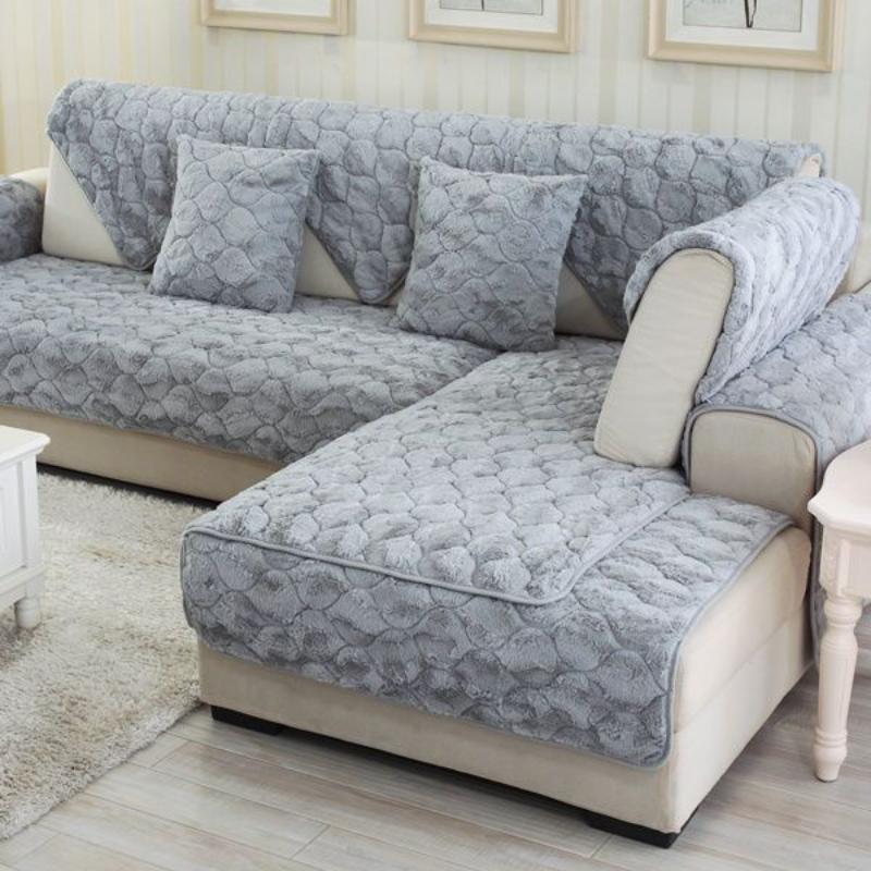Утолщенный плюшевый коврик для дивана, зимний теплый и нескользящий диван-полотенце, минималистичный современный пылезащитный чехол для дивана «все включено»