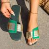 Модные женские повседневные тапочки на плоской подошве 2024 года, летние новые брендовые пляжные сандалии, женские шлепанцы с квадратным носком, шлепанцы на открытом воздухе, большой размер 43