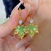 Gold Diamond-encrusted Maple Leaf Pendant Ear Buckle 2025 New Fashion Design High-end Earrings Women's Light Luxury Personalized Earrings