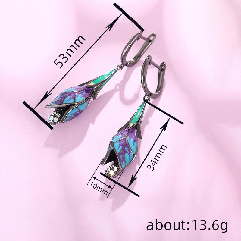 Xiaomi Huitan Dark Tulip Flower Women Drop Earrings Vintage Revenge Style Ear Accessories Temperament Personality Versatile Jewelry
