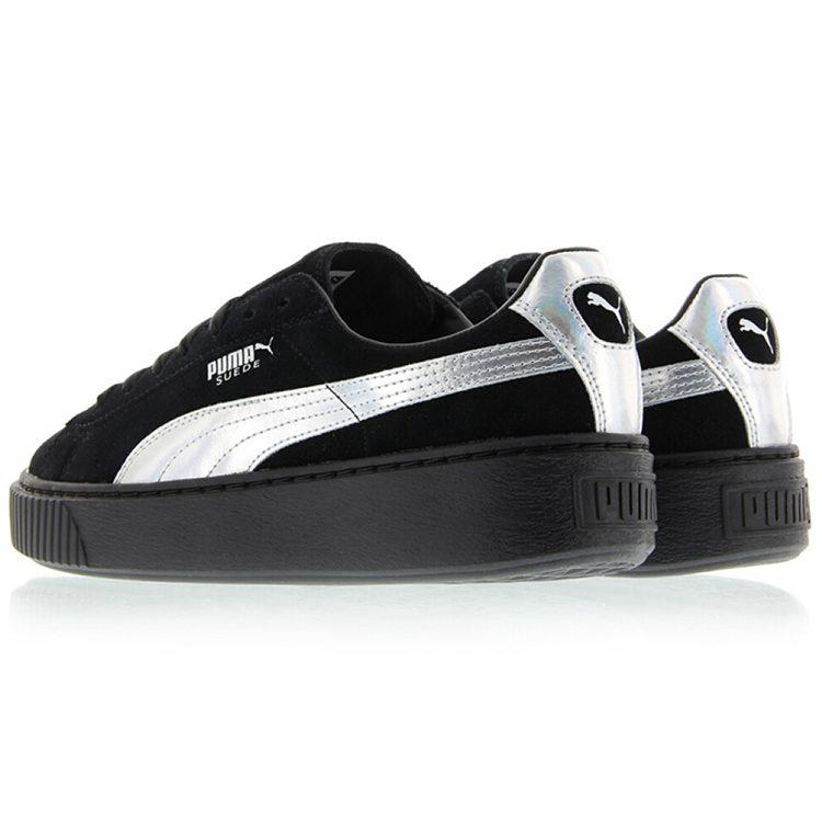 Puma Замшевая платформа 'Черный/Серебристый' Женская 363649-01