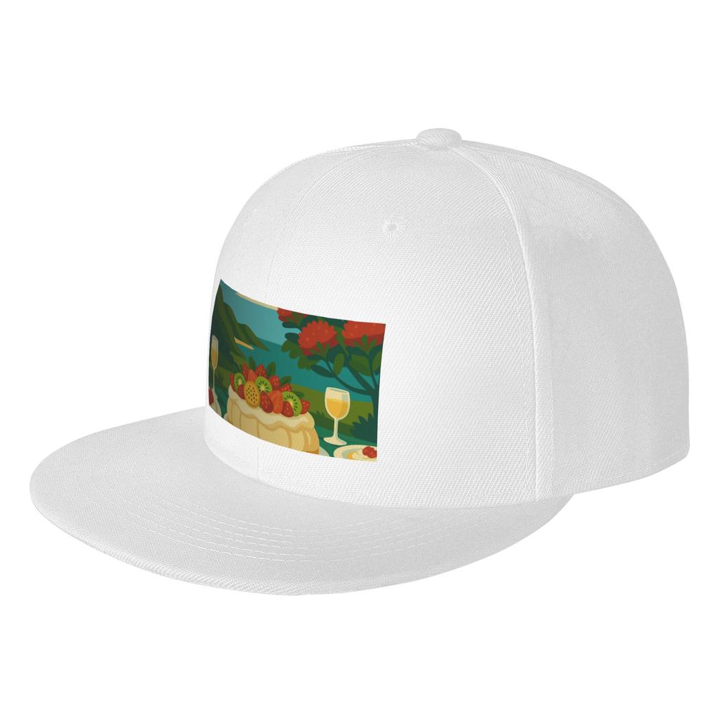 Fashion New Zealand Christmas Pavlova A Sunny Kiwi Christmas Scene Flat Brim Sun Hat AntiAging Cap Unisex