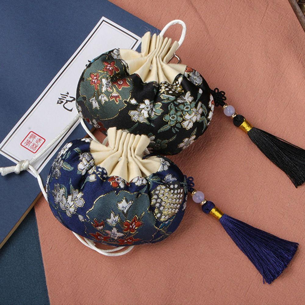 Мешочек на шнурке с разноцветной кисточкой, женский, для украшений, в китайском стиле, для хранения, пустой саше, кошелек-мешочек