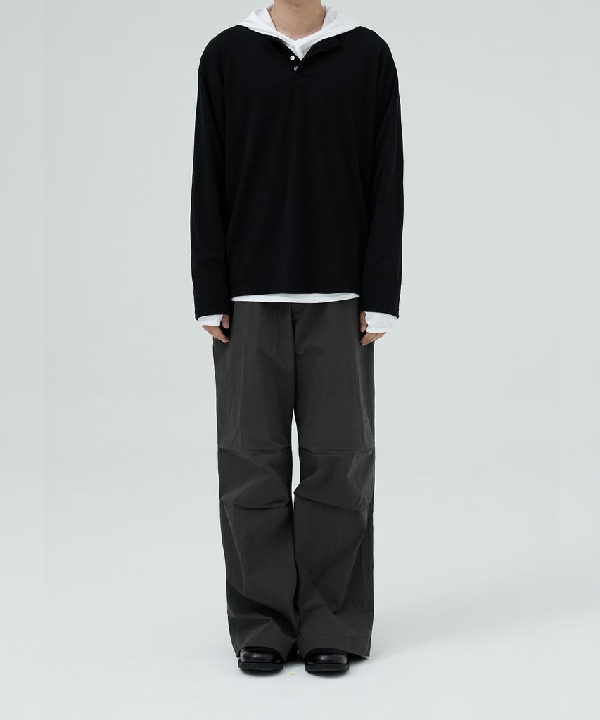 OX STUDIOS Moment Henley Neck Long Sleeve (Black)