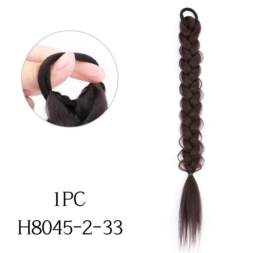 LISI HAIR Synthetic 16inch Braided Ponytail Hair Extensions Black Ponytail Wig High Temperature Fiber Wig For Women Cosplay Use