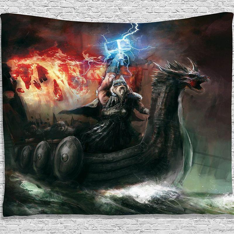 Fantasy Fire Dragon Tapestry, Polyester Gothic Aesthetic Wall Hanging, Bedroom Dorm Room Home Decor, Cool Gift