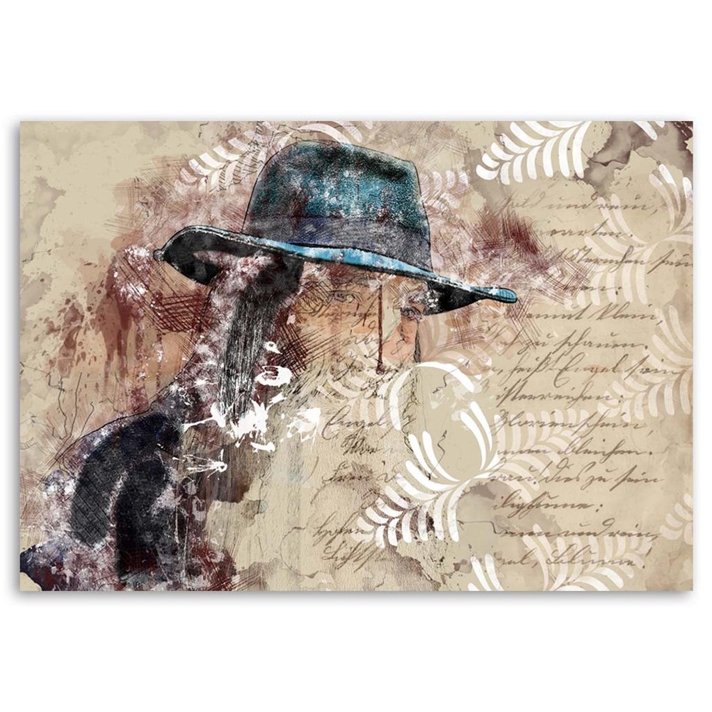 Canvas print, Woman in blue shabby chic hat - Gisifraga