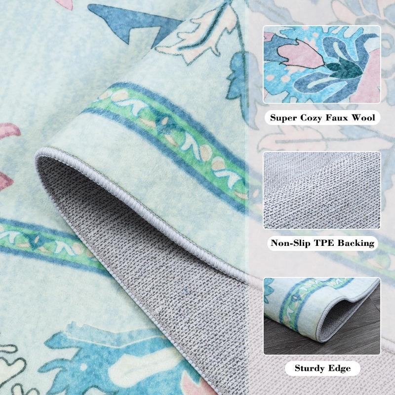 Fresh Elegant Living Rooms Floor Mat Floral Print Home Decoration Rug Non-slip Machine Washable Coffee Table Floor Mats  