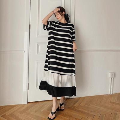 Женское длинное платье Лето Плюс Размер Мода Черный Свободный Повседневный Негабаритный Хлопок