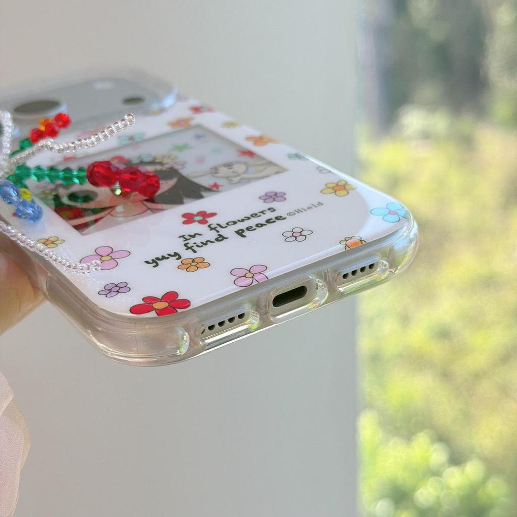 Чехол для iPhone 17 Pro Max с аниме-девочкой и цветами - Противоударный для Apple 16/15/14