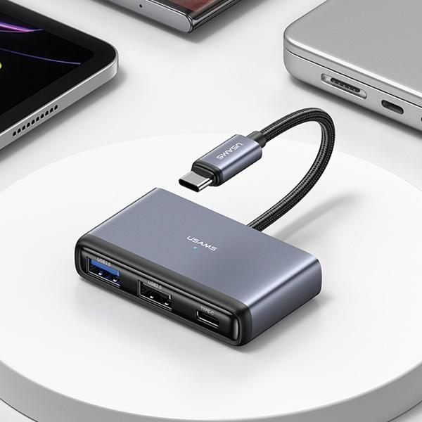 USAMS Adapter HUB 5in1 USB 2.0/USB 3.0/USB-C/TF/SD gray/dark gray SJ628HUB01 (US-SJ628)