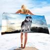 Легкое пляжное полотенце с изображением хаски, быстросохнущее, не собирающее песок, для бассейна, бани, мягкое, для путешествий, кемпинга, плавания, йоги, спорта