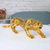 Lucky Animal Cheetah Small Statue Gold Brass Leopard Miniatures Vintage Leopard Figurines  Office