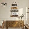 Decorative Wooden Letters for Wall Kitchen Decor, 5 Panel Bless Food Family Love Modern Rustic Home Accents Hanging Sign, Farmhouse Art Dining