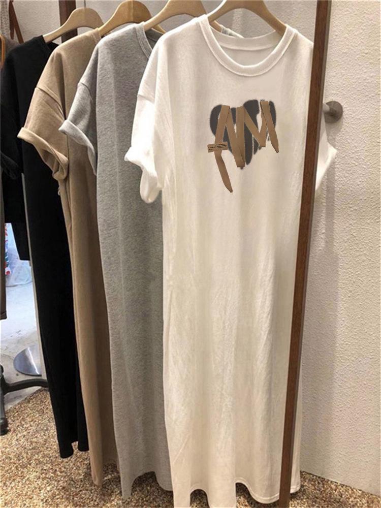 Женское летнее повседневное платье в корейском стиле, свободного кроя, средней длины, выше колена