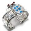 K2 Azurite Gemstone Handmade 925 Sterling Silver Cuff Bangle Adjustable Y5S31