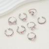 8 шт., набор колец с розовым цирконием в форме сердца и бабочки, серебряные регулируемые кольца для женщин, ювелирные аксессуары