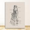 Анатомический скелет, патент, винтажный постер, настенный художественный принт, холст, живопись, постеры и принты, настенные панно для гостиной