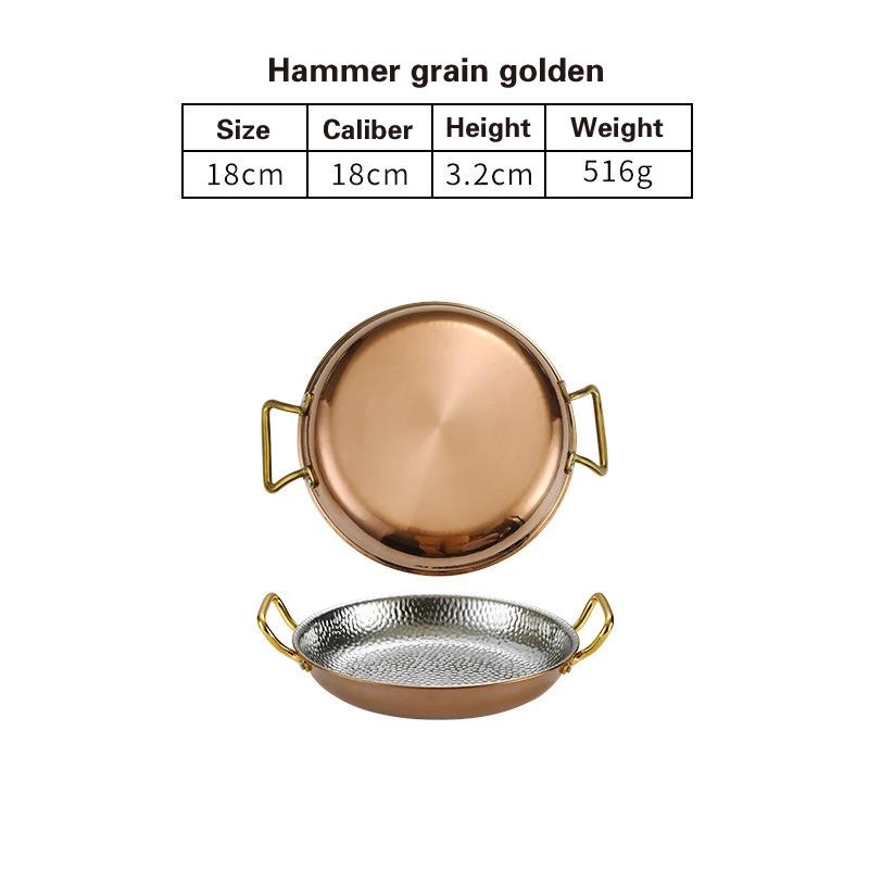 Кастрюля для испанского риса с морепродуктами из нержавеющей стали 304 Коммерческая тарелка для раков Кастрюля с плоским дном для тушеного риса Сковорода с двумя ручками для жарки хот-пот