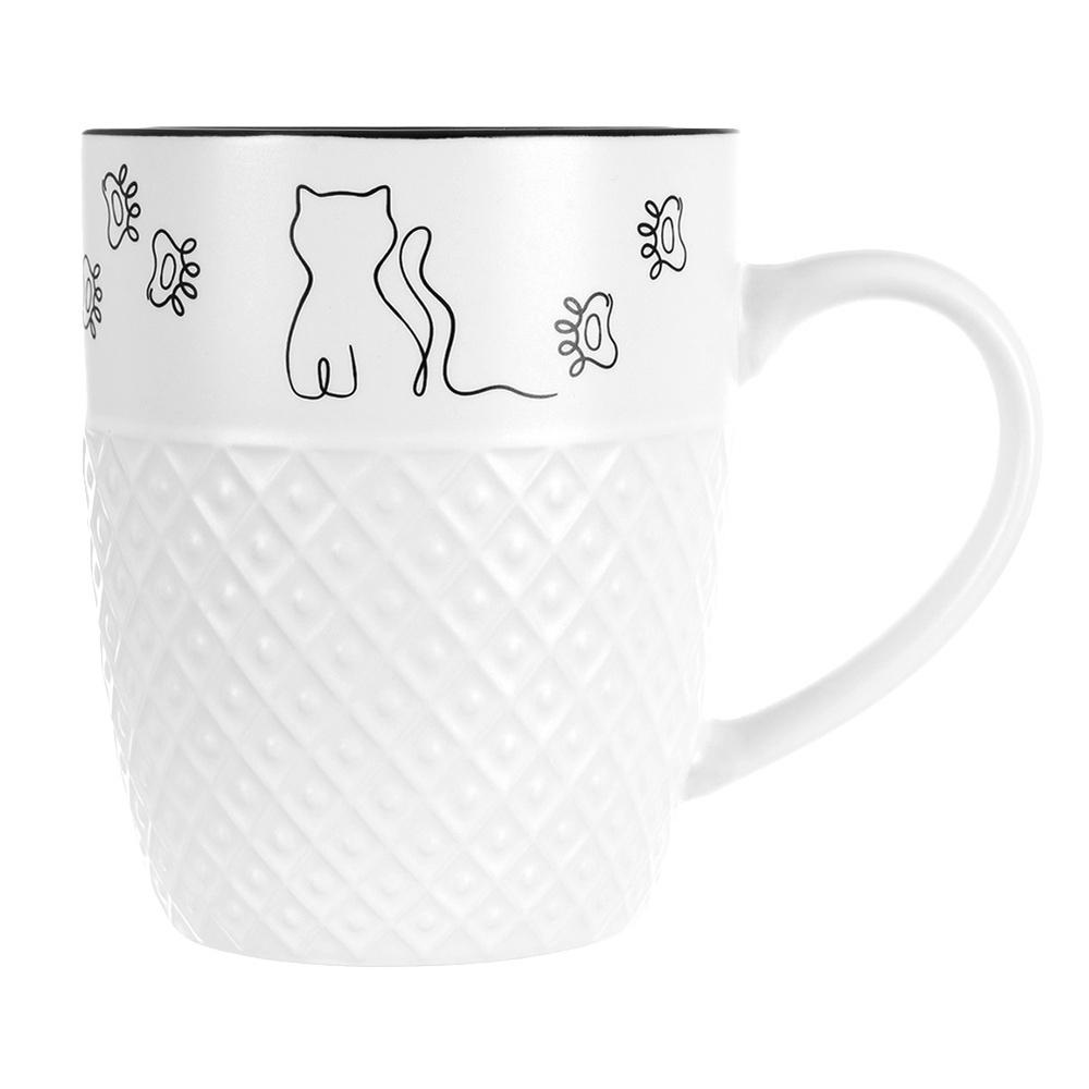 Kubek Kotek do Napojów Picia Kawy Herbaty Ziół Porcelanowy Biały 380 ml