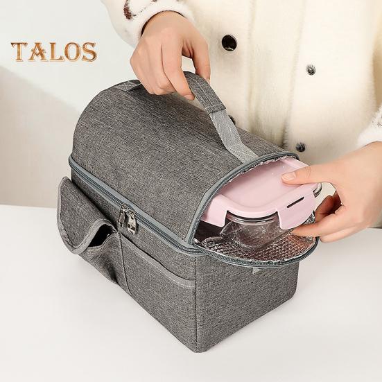 Lunch Tote Bag Double Layer Fresh-keeping Washable Convenient Hand-carried Thermal Insulation Lunch Tote Bag Household Supplies