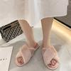 2025 New Fashion Fur Slippers Women Indoor Light Warm Plush Home Slippers Woman Faux Fur Flat Heel Couple Slides Plus Size