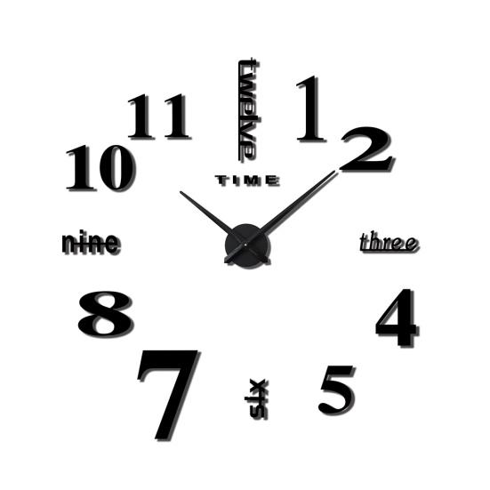 Modern Numbers Letters 3D Wall Clock Sticker DIY Living Room Art Hanging Decor