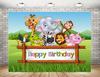 208. Forest Animal Backdrop Kids Birthday Party Photo Background Banner Decoration