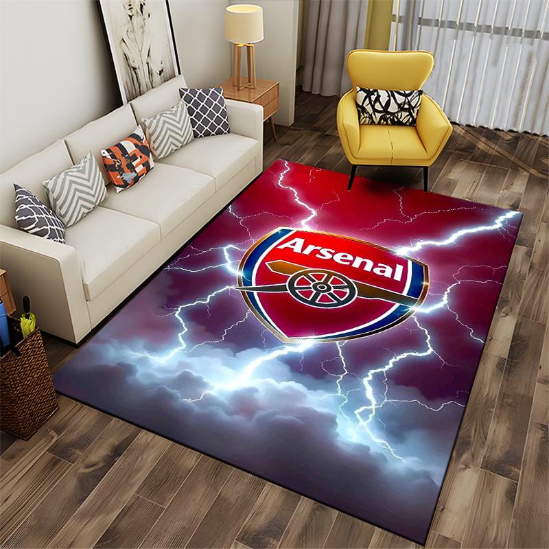 "Arsenal Logo Carpet with Lightning Design for Living Room Decor" Suitable for use as an anti-slip for living room bedroom sofas