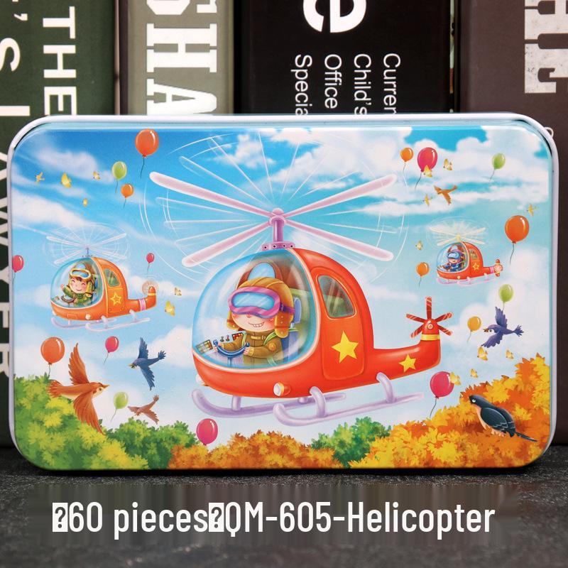 60-Piece Cartoon Puzzle Tin Box for Toddlers Aged 3-6 – Early Education and Intellectual Development Toy for Boys and Girls