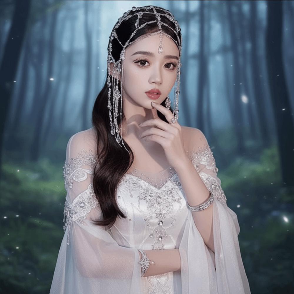 Сказочный Блестящий Бисером Украшение на Лоб Длинная Кисточка Стразы Головная Цепочка Украшение для Волос