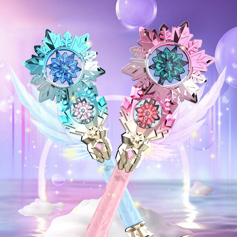 Electric Light Music Magic Wand, Little Princess Spinning Snowflake Fairy Wand, Play House Luminous Toys