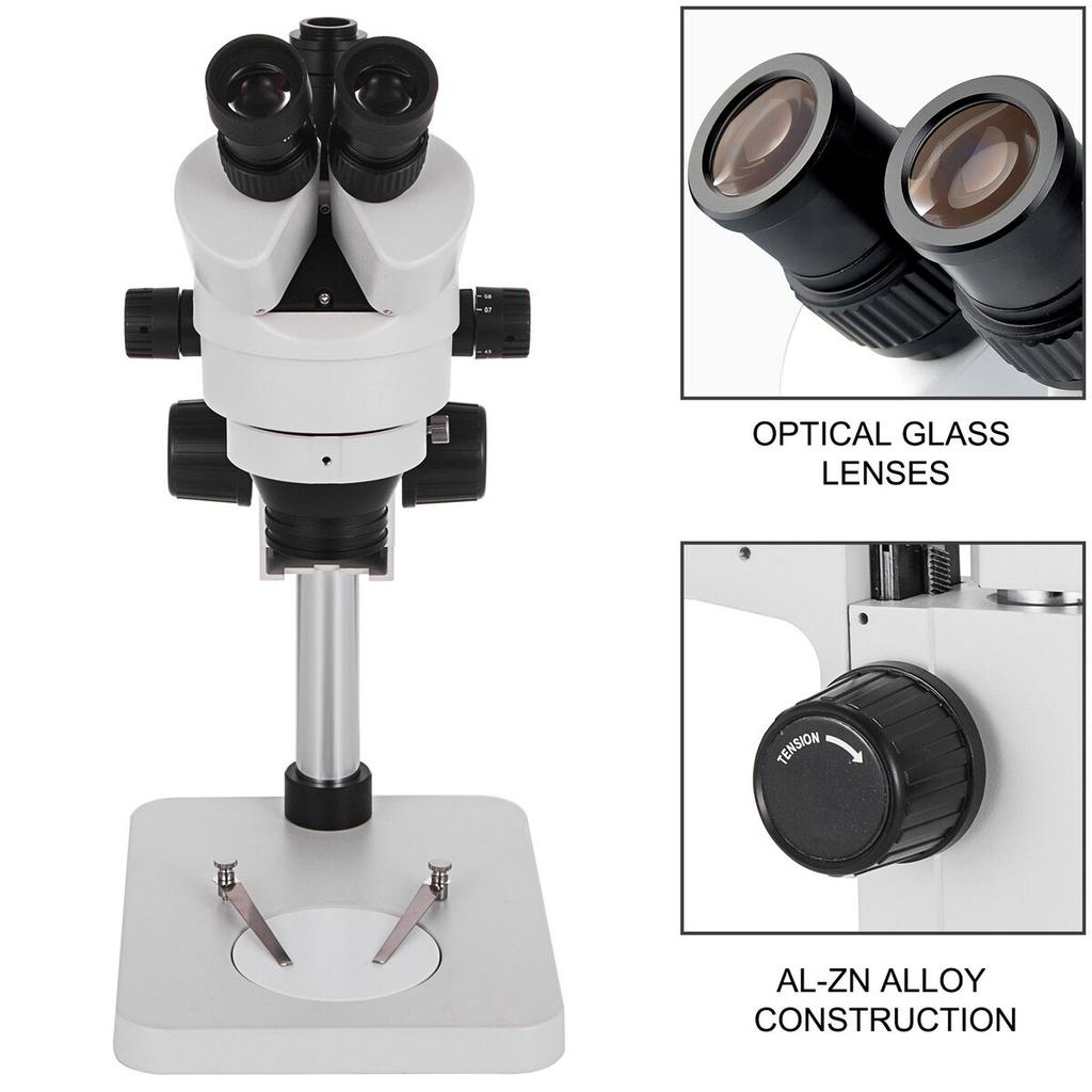 3.5X-90X Stereo Microscope 360°Swiveling Trinocular Stereo Microscope with Pillar Stand