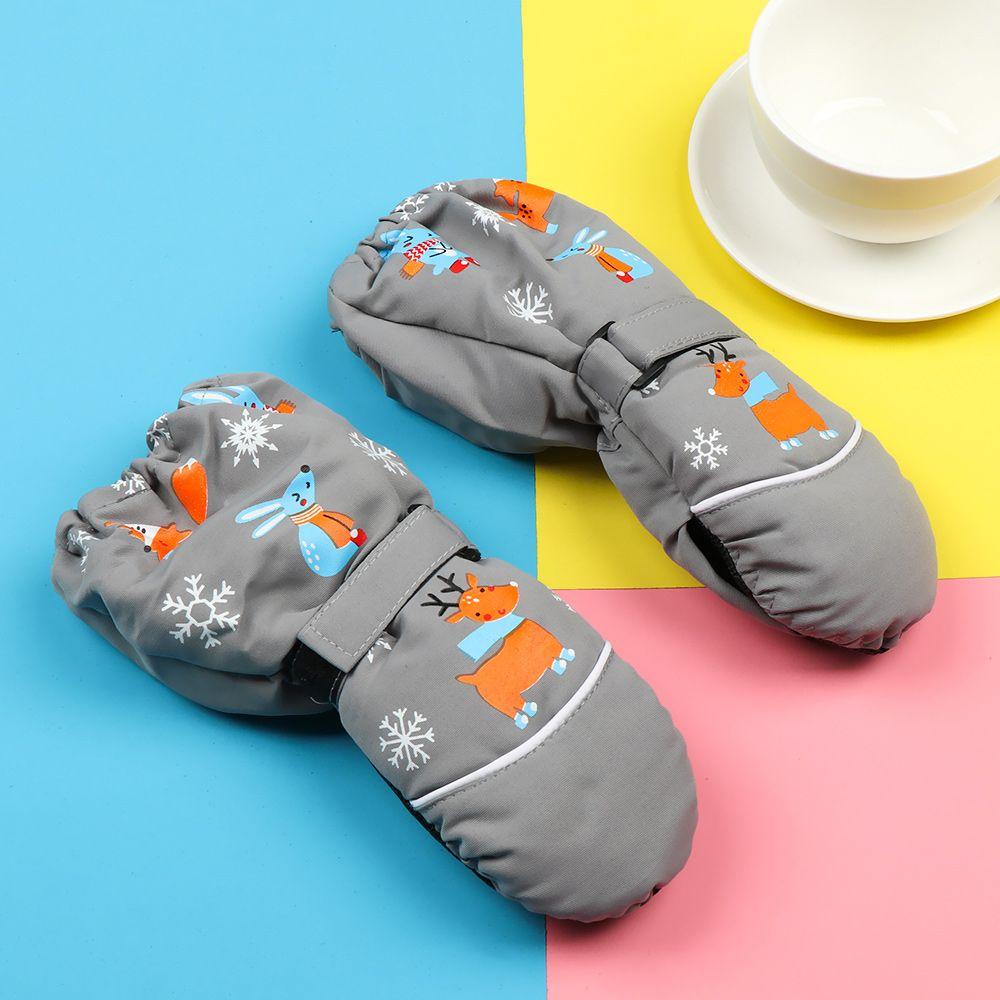 Старый принт Мультяшные Водонепроницаемые Нескользящие Толстые Теплые Детские Лыжные Перчатки Ветрозащитные Варежки с Длинными Рукавами