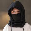 Зимняя флисовая детская балаклава, шапка, уличная ветрозащитная велосипедная шапка для детей, мальчика, девочки, однотонная, толстая, теплая, с капюшоном, шапка-бини, шарф