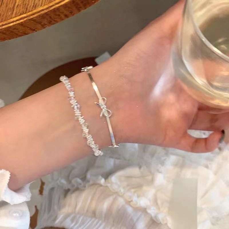 And Chic Modern Silver Bow Knot Bracelet For Women Minimalist Highend Jewelry Geometric