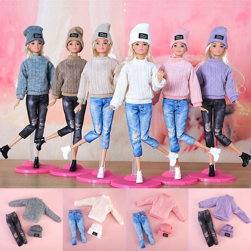 30cm Doll Accessories Kids Gift Toy Dolls Pants Casual Wear Hats Winter Wear Sweaters Girl Clothes