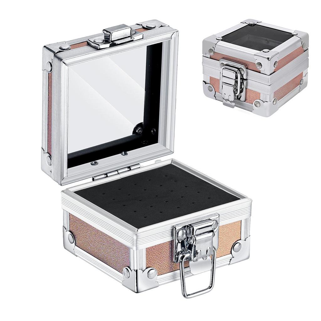 Nail Art High-End 25-Hole Grinding Head Organizer with Portable Aluminum Box