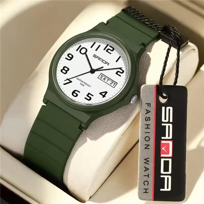SANDA 9072 Student Quartz Watch Simple Design Soft TPU Strap Waterproof Sports Calendar Children's Boys and Girls Watch Outdoor