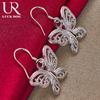 925 Sterling Silver Hollow Butterfly Pendant Piercing Earrings Fashionable Wedding Jewelry