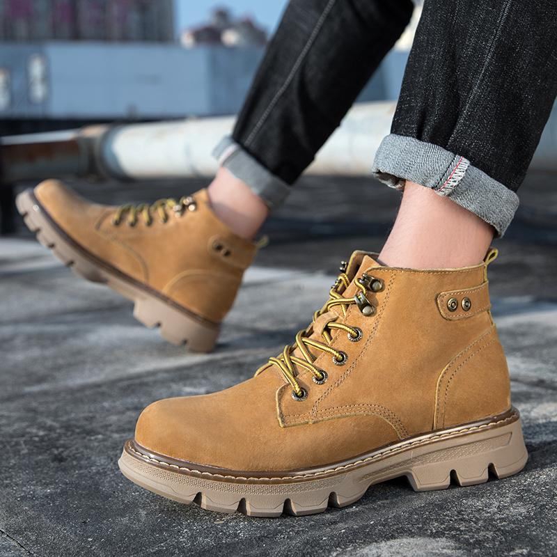 Мужские короткие ботинки из натуральной кожи для отдыха и моды, стильные, для улицы, мотоцикла, офиса, вечеринки, качество, толстая подошва