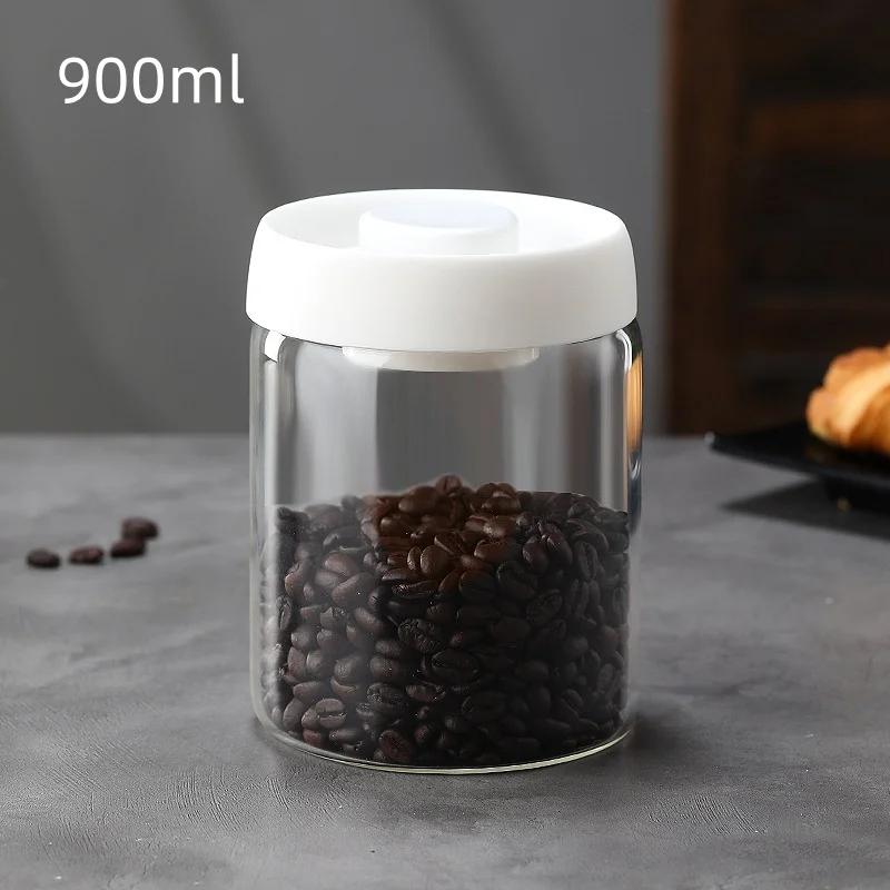 Transparent High Borosilicate Glass Airtight Canisters Various Sizes Household Coffee Storage Jars One-Click Damp-Proof Holders