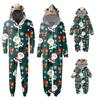 Christmas Print Family Matching Hooded Long Sleeved Zippered Jumpsuit Set
